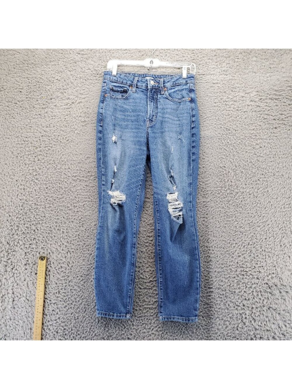 Old Navy Jeans Womens Size 6 Blue O.G. Straight High-Rise Distressed Denim